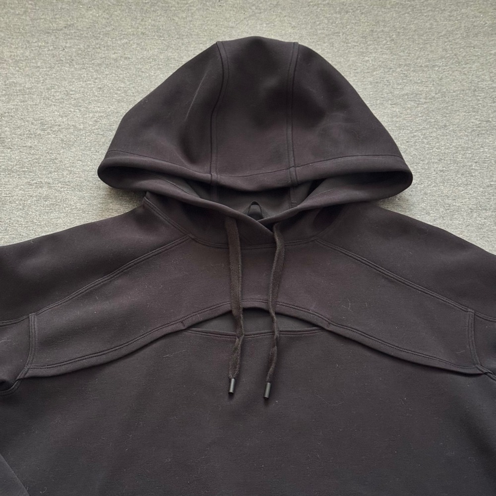 Lululemon Women's Get Centred Cropped Sweater Hoodie Black Modal W3DJ4S Size 6 - Picture 2 of 10